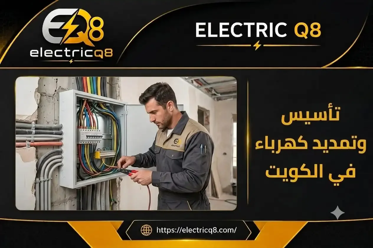 خدمة تأسيس وتمديد الكهرباء للمنازل والفلل والمحلات في الكويت باستخدام مواد عالية الجودة وتنفيذ مطابق للمواصفات مع توزيع الأحمال بشكل آمن واحترافي