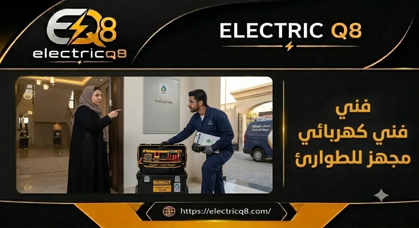 فني كهربائي طوارئ في الكويت مجهز بالكامل للاستجابة السريعة لأعطال الكهرباء المنزلية